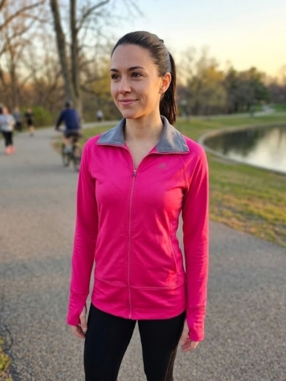 adidas Women's Hot Pink Full-Zip Athletic Jacket Size S